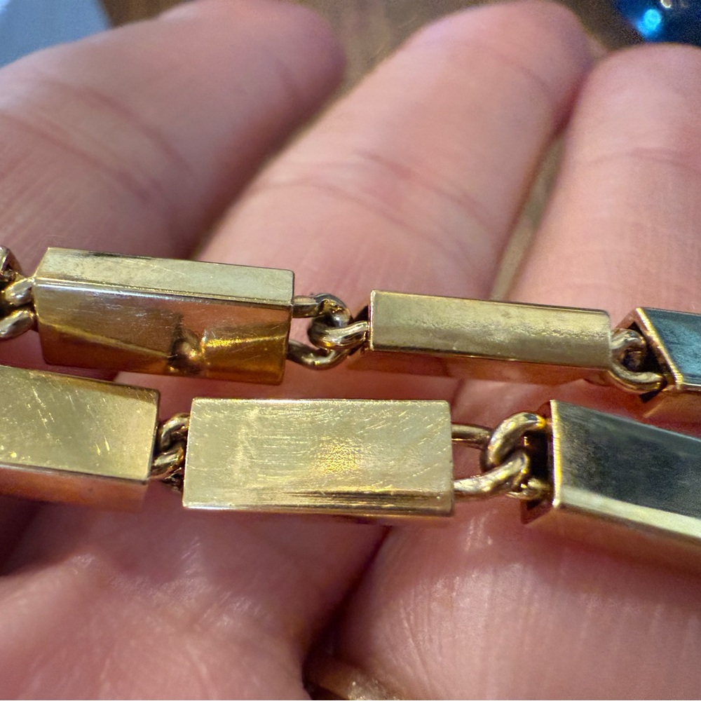 Vintage Monet PAT.PEND Gold box‎ link chain geometric Necklace 30” - Picture 13 of 15